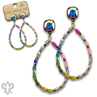 Multi-color bead teardrop earring, Austrian crystal