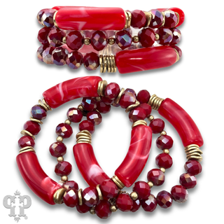 Faceted bead and bamboo tube bracelet