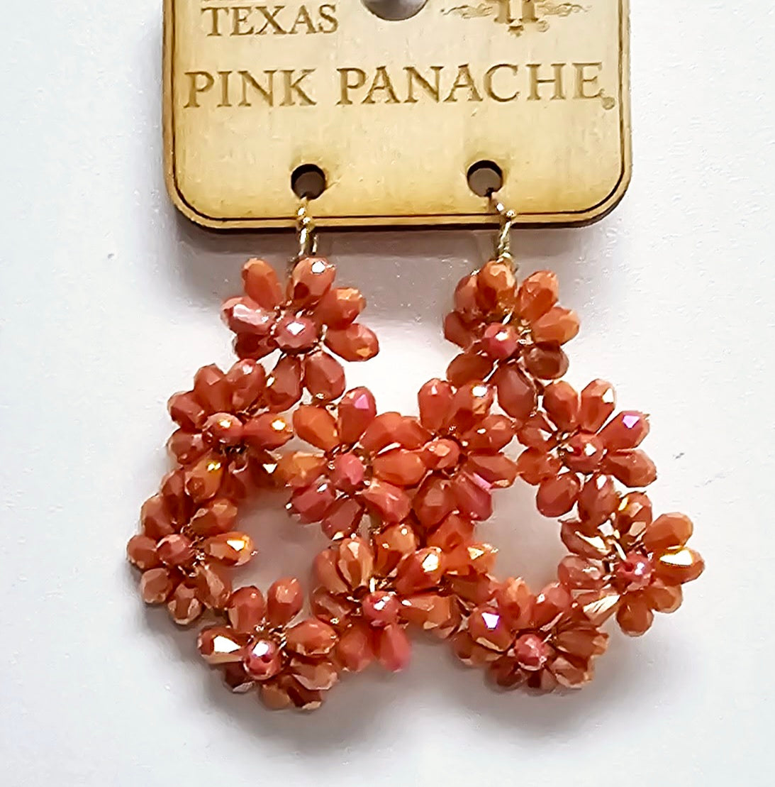 Orange crystal flower teardrop earring, last call