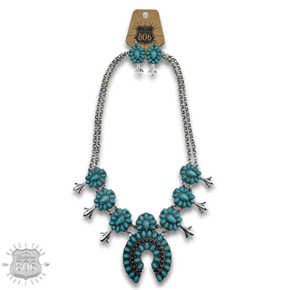 Stone squash blossom necklace set