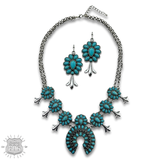 Stone squash blossom necklace set