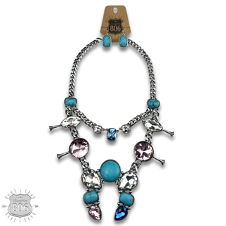 Rhinestone squash blossom necklace set