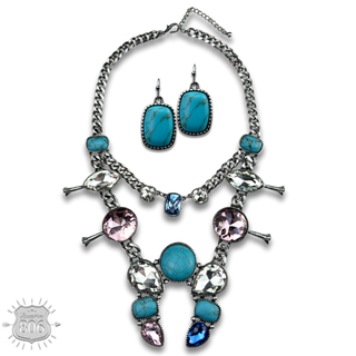 Rhinestone squash blossom necklace set