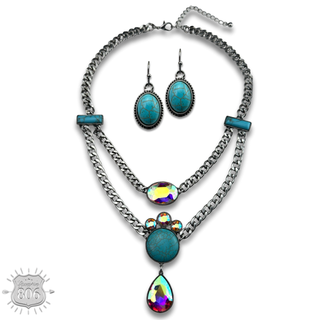 Rhinestone charmed necklace set