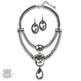 Rhinestone charmed necklace set