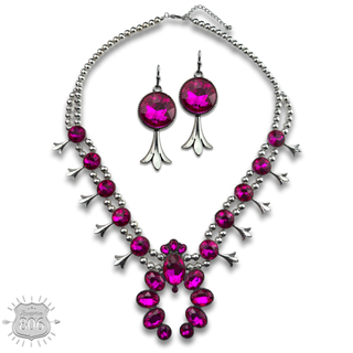 Rhinestone squash blossom necklace set
