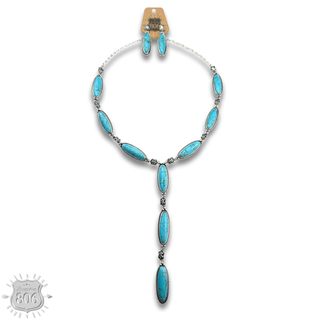 Turquoise Y necklace and earring set