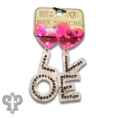 Acrylic pink LOVE earring, last call