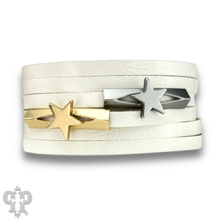 White leather magnetic bracelet