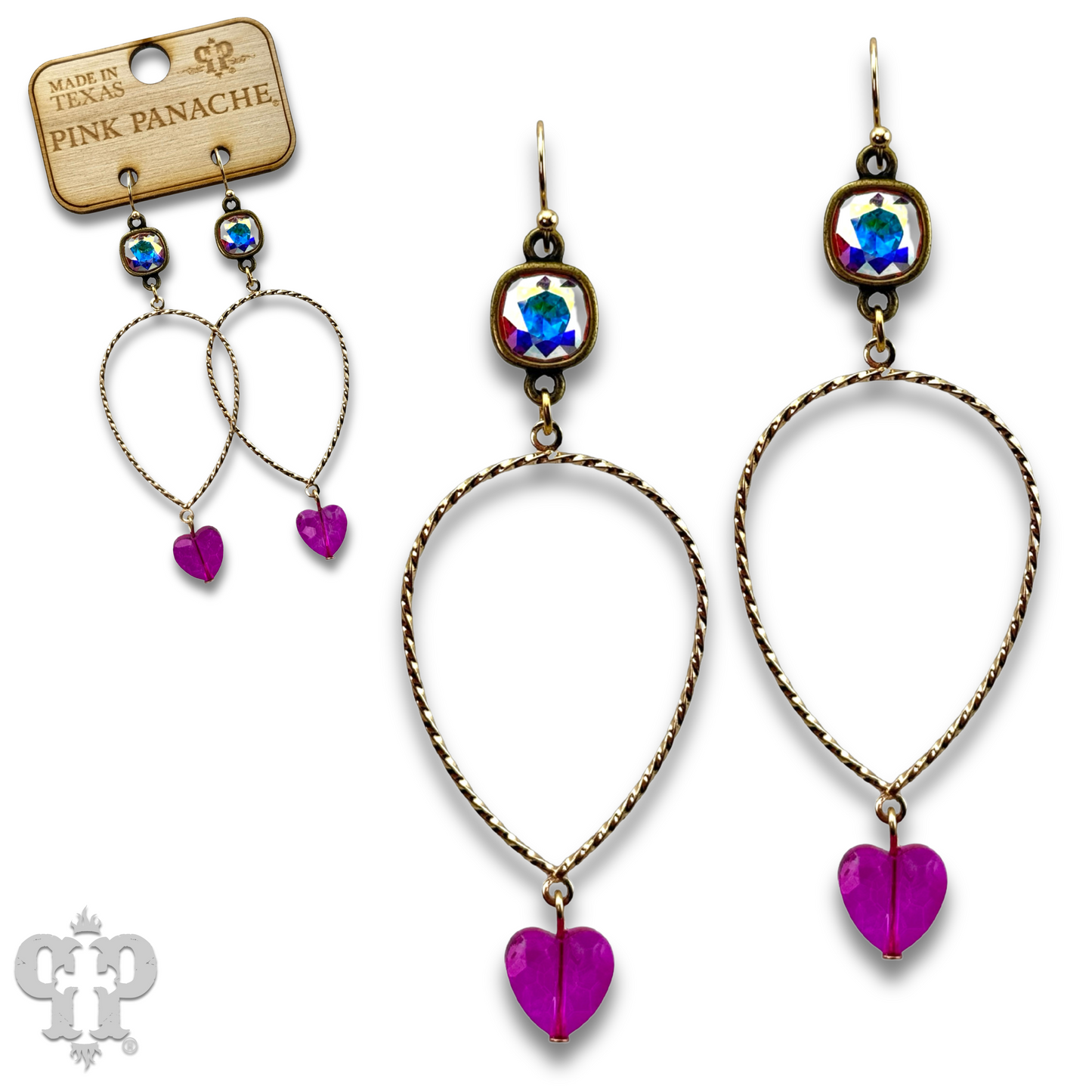 Crystal heart teardrop earring with Austrian crystal