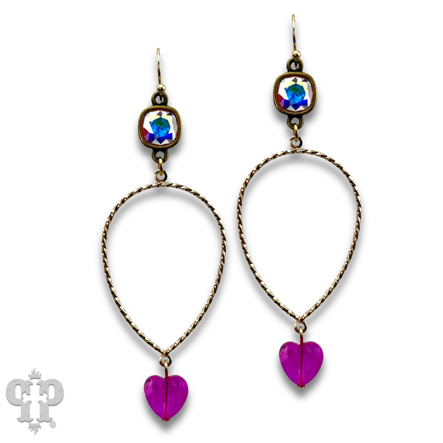 Crystal heart teardrop earring with Austrian crystal