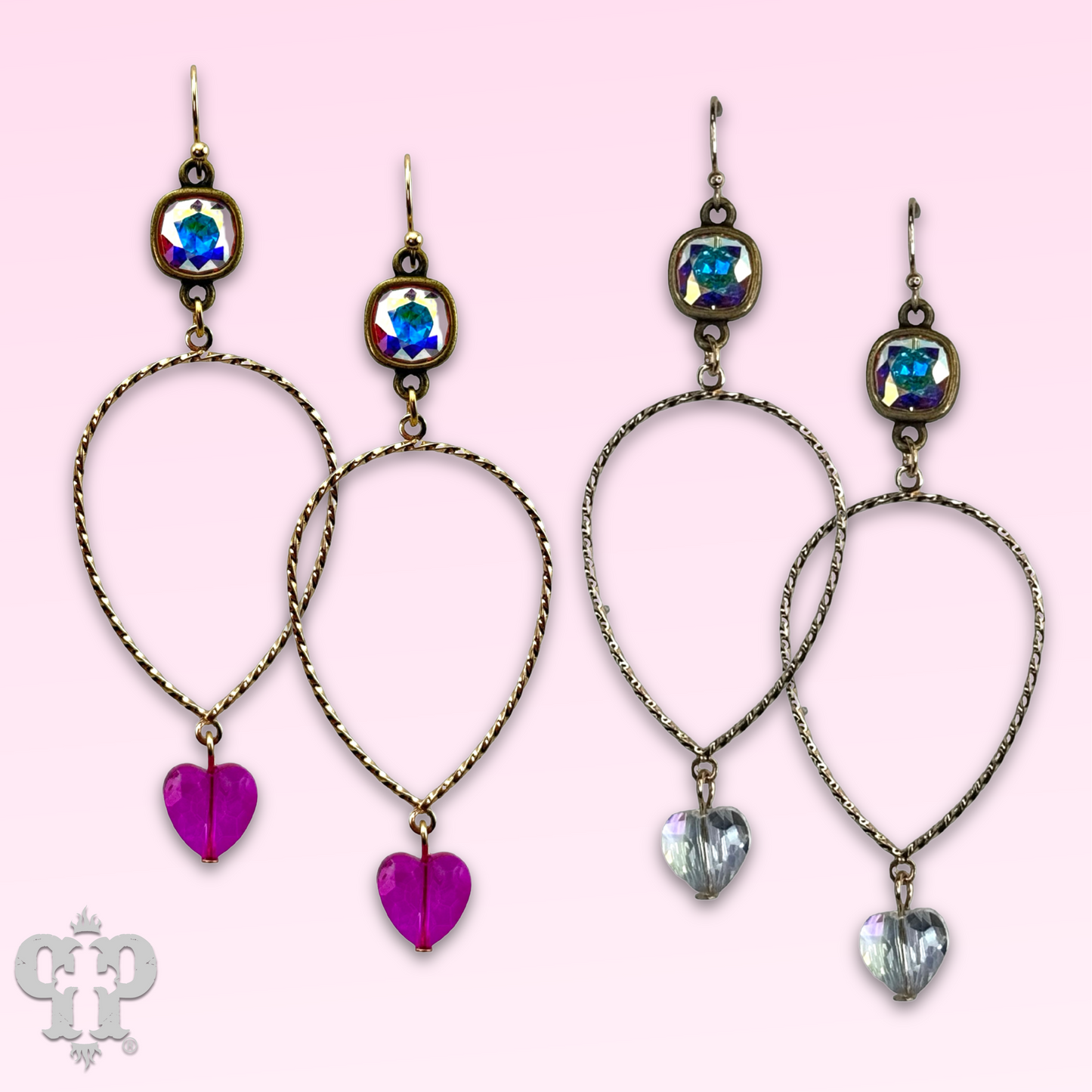 Crystal heart teardrop earring with Austrian crystal