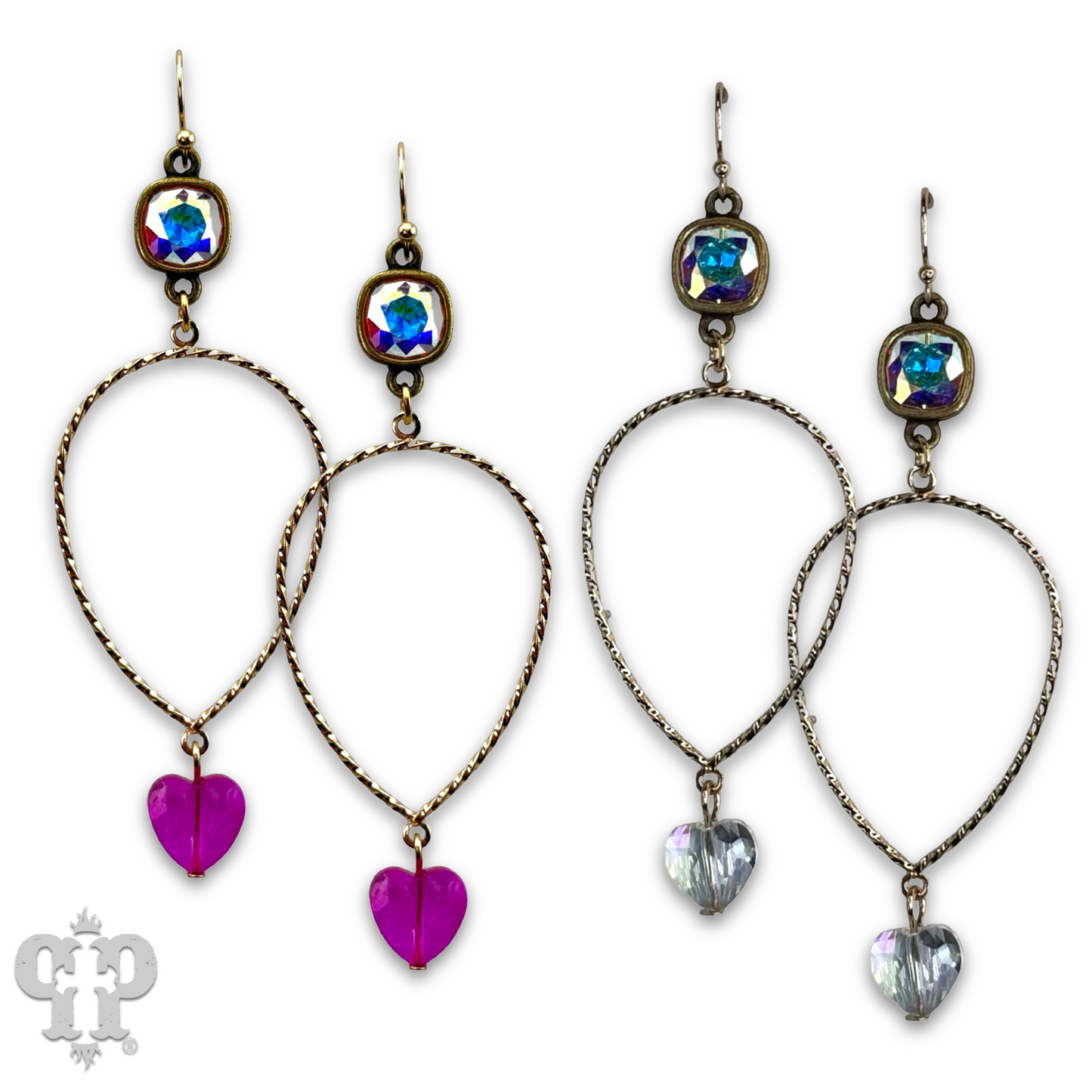 Crystal heart teardrop earring with Austrian crystal