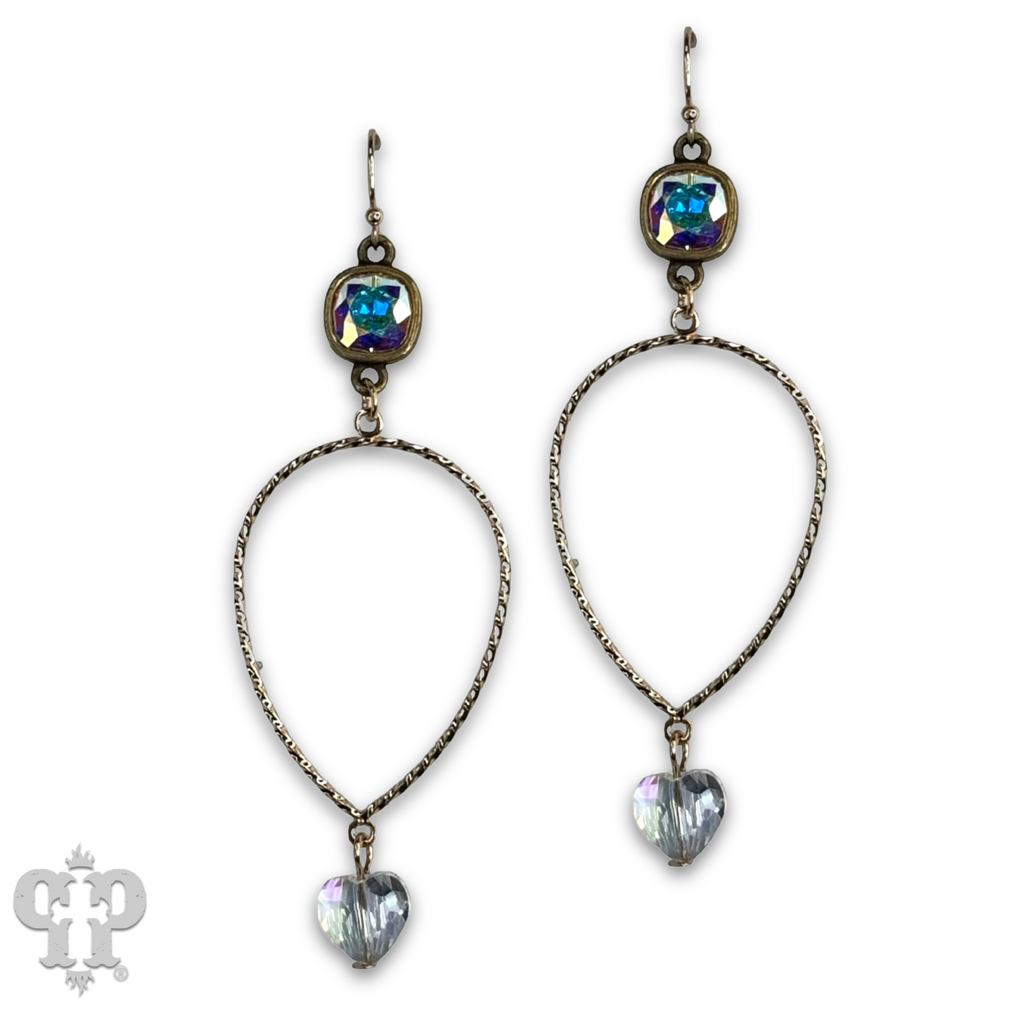 Crystal heart teardrop earring with Austrian crystal