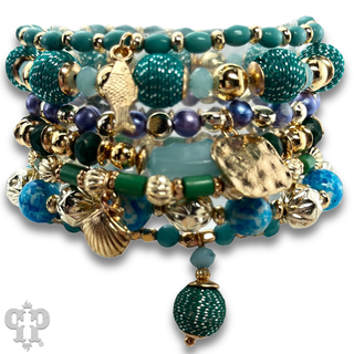 Beaded charm bracelet set