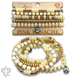 Five strand mixed shape bracelet set with Austrian crystal