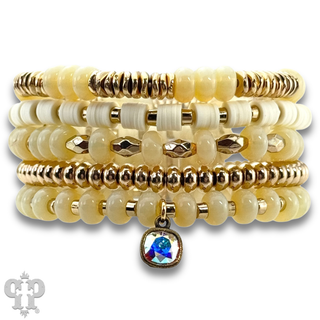 Five strand mixed shape bracelet set with Austrian crystal