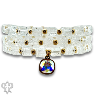 Square crystal bead bracelet set, Austrian crystal