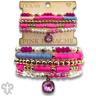 Mixed bead bracelet with five strands