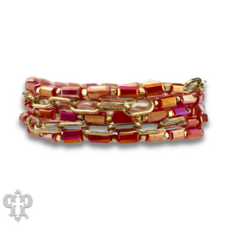 Red bead and gold chain bracelet set