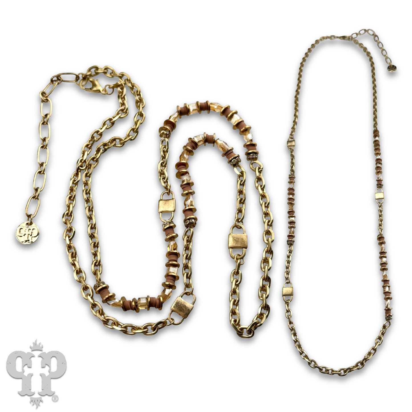 Gold chain and champagne bead necklace, last call