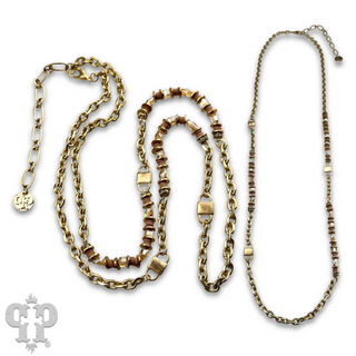 Gold chain and champagne bead necklace