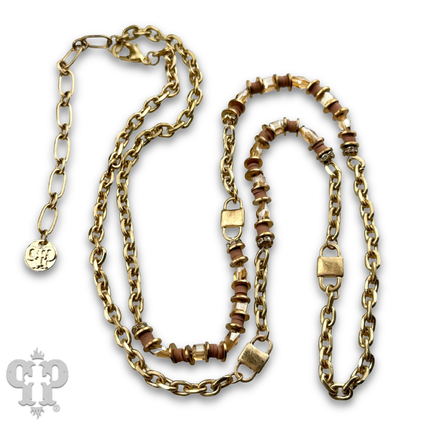 Gold chain and champagne bead necklace, last call