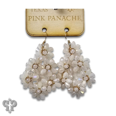 White AB crystal flower teardrop earring, last call