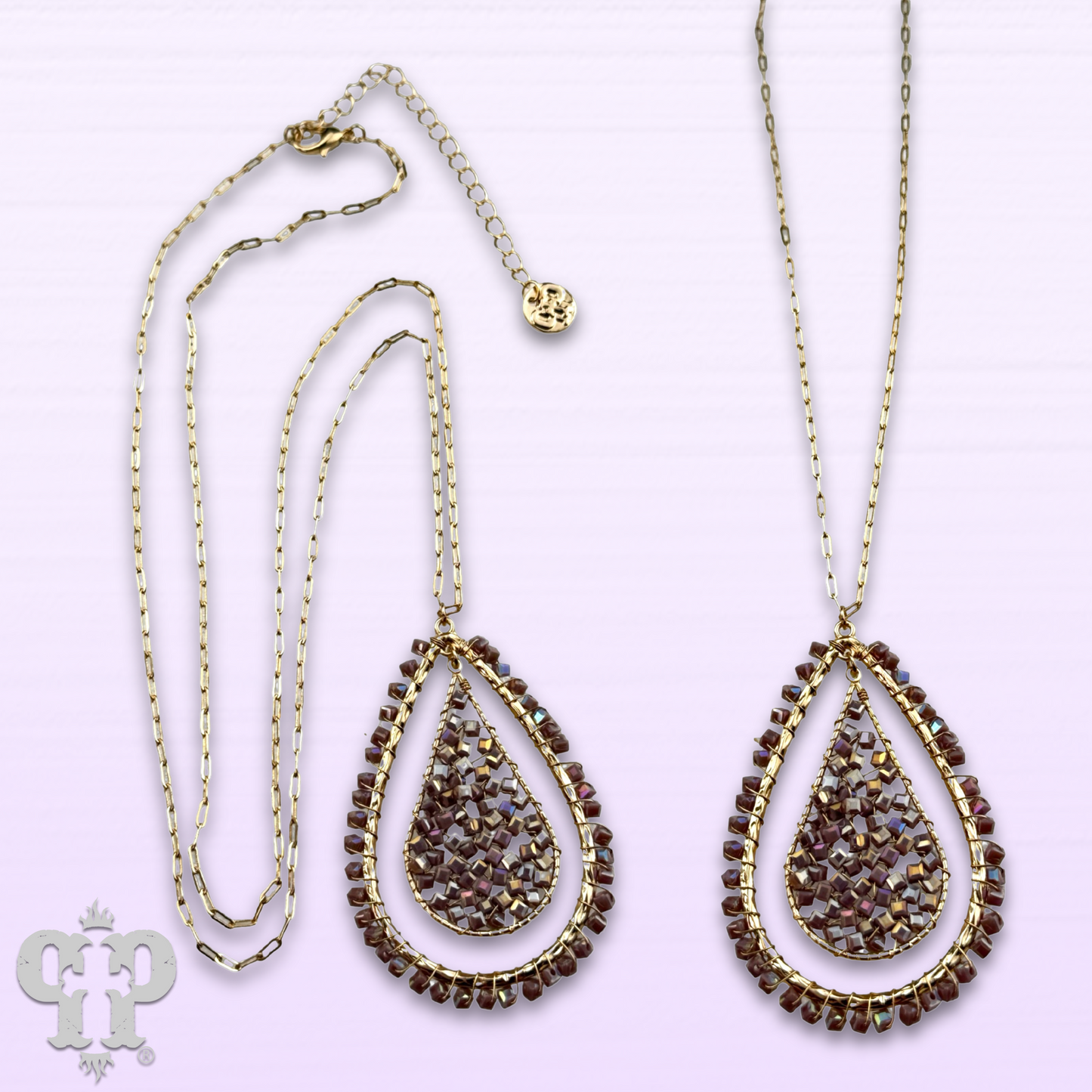 Purple teardrop necklace, last call