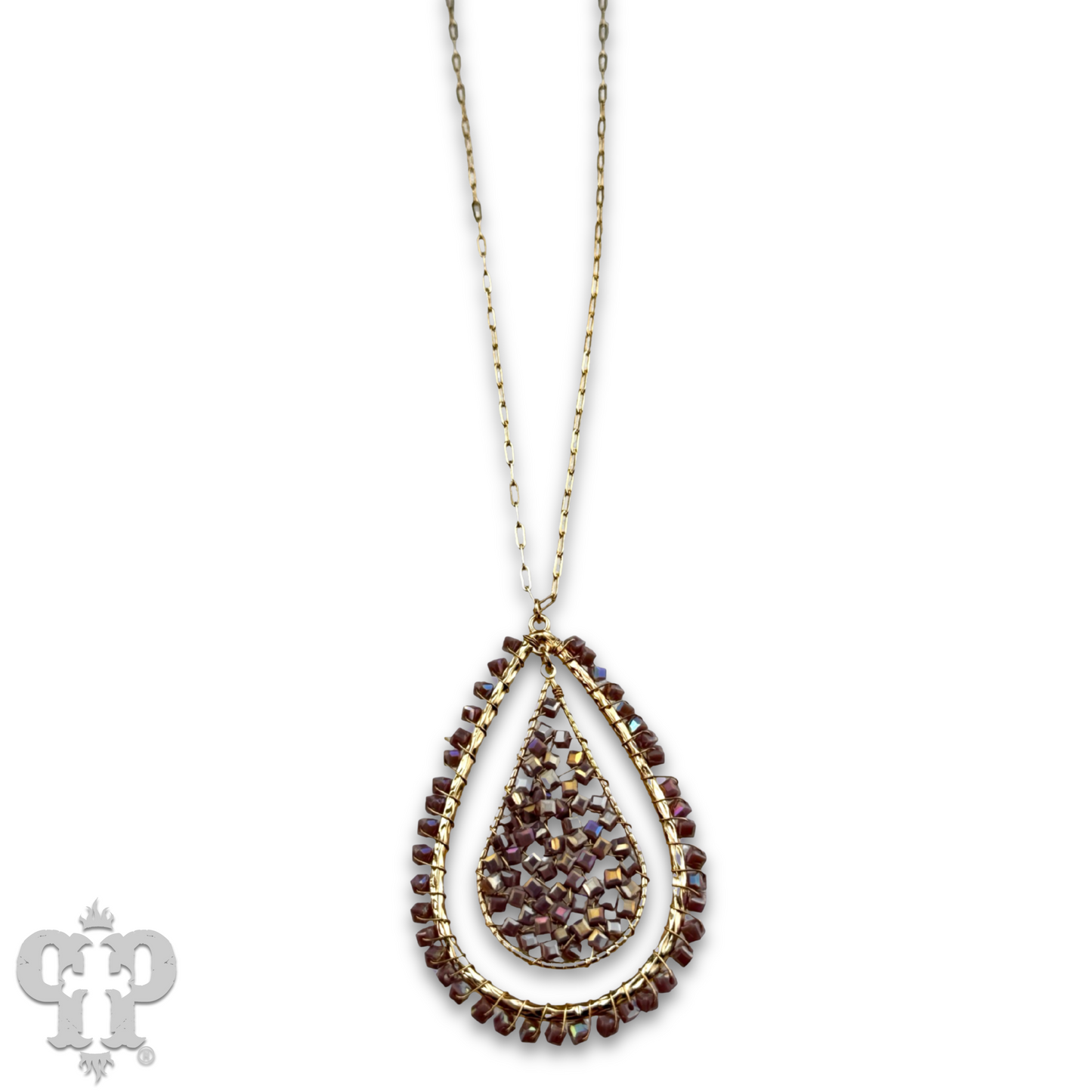 Purple teardrop necklace, last call