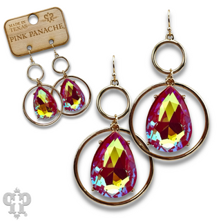 Pink rhinestone teardrop earring