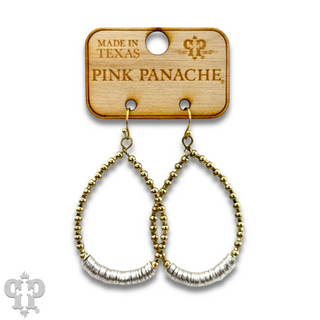 Gold and silver disc teardrop earring