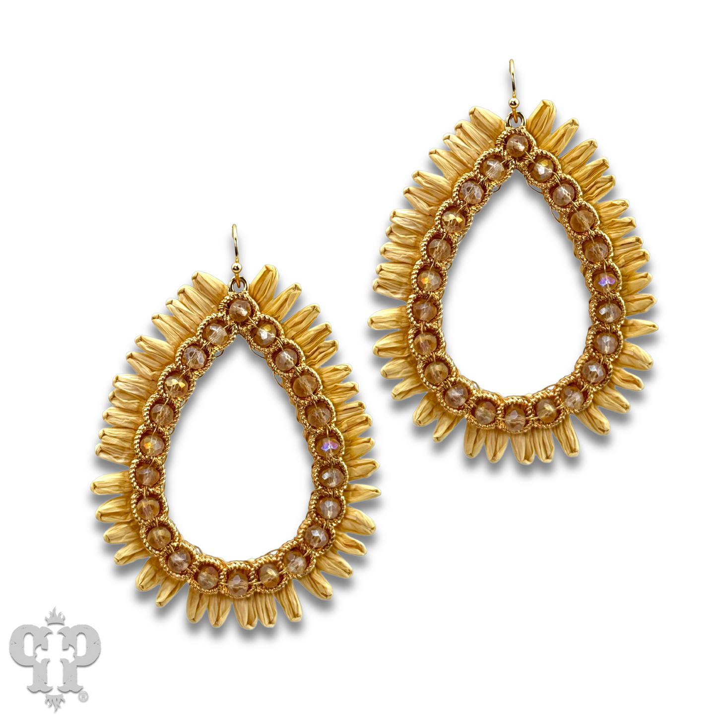 Natural color raffia teardrop earring, last call