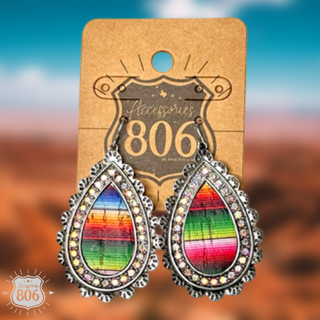 Western serape teardrop earring
