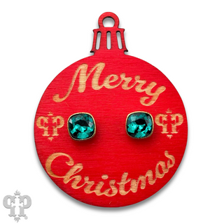 Christmas gift ornament with small Austrian crystal post earring