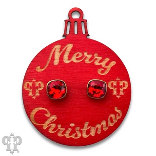 Christmas gift ornament with small Austrian crystal post earring