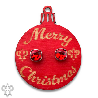 Christmas gift ornament with small Austrian crystal post earring