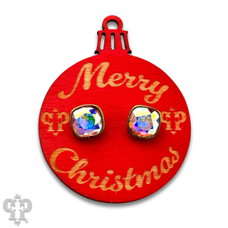 Christmas gift ornament with Austrian crystal post earring