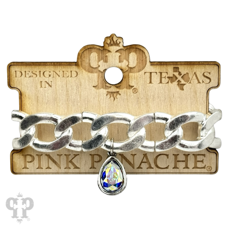 Fluted bead and chain link bracelet set
