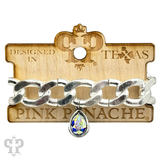 Fluted bead and chain link bracelet set