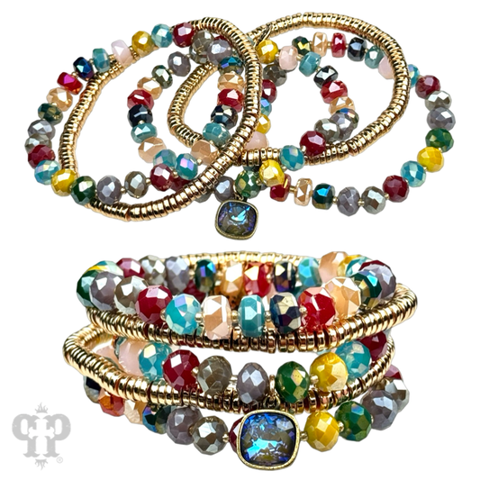 Five strand faceted and disc bead bracelet, Austrian crystal