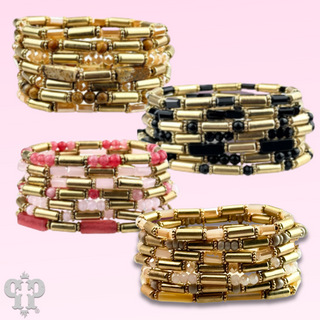 Matte gold and mixed bead bracelet