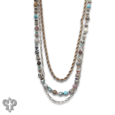 Multi-color three strand necklace, last call