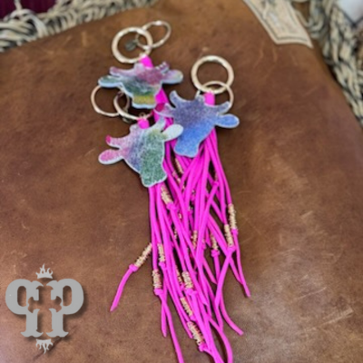 Leather cow head keychain, last call