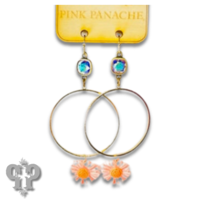 Pink daisy, Austrian crystal earring, last call