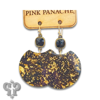 Black acrylic disc, Austrian crystal earring, last call