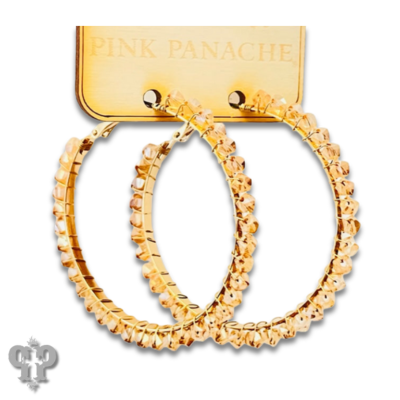 Gold bead wrapped hoop earring, last call