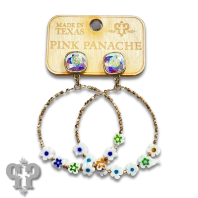 Multi-color flower bead, Austrian crystal earring, last call