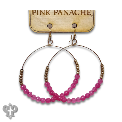 Pink bead circle earring, last call