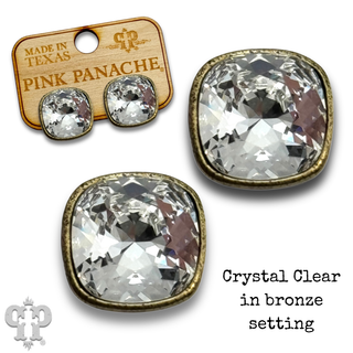 Austrian square crystal post earring, 10mm